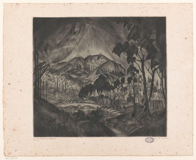 Hilly Landscape with Industry (original title: Evolution) by Lodewijk Schelfhout (signed by artist)