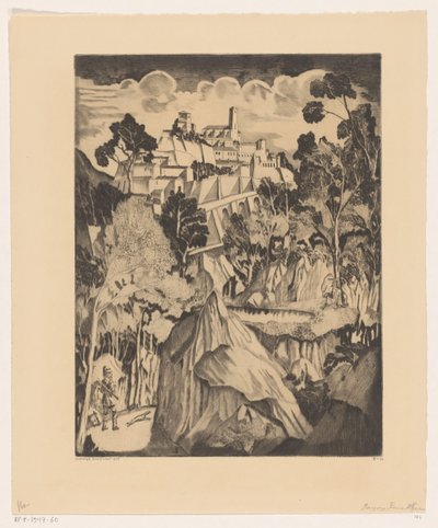 Hill Landscape with Hunter by Lodewijk Schelfhout (signed by artist)