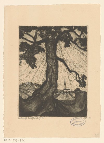 Hill Landscape with Settlement by Lodewijk Schelfhout (signed by artist)