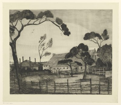 Dutch Landscape with Farm and Meadow by Lodewijk Schelfhout (signed by artist)