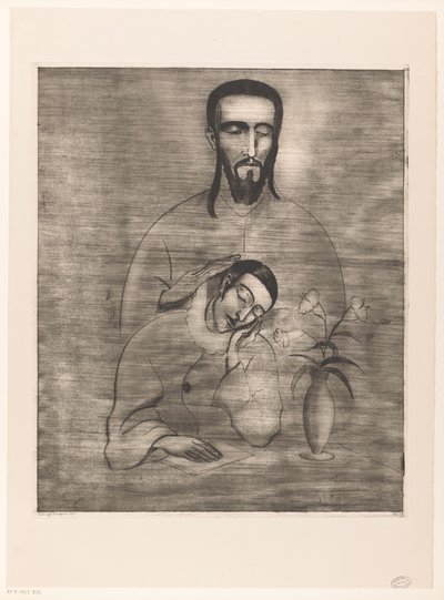 Pierrot and Christ by Lodewijk Schelfhout (signed by artist)