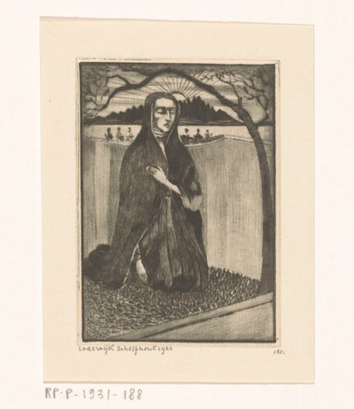 Woman by a Tomb by Lodewijk Schelfhout (signed by artist)