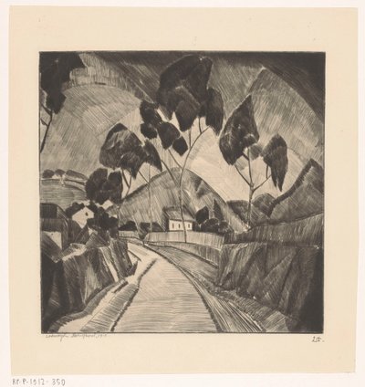 Road in Hilly Landscape by Lodewijk Schelfhout (signed by artist)