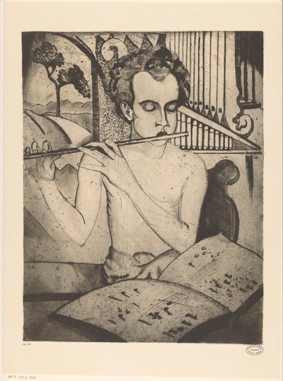 Half-Naked Boy Playing a Flute by Lodewijk Schelfhout