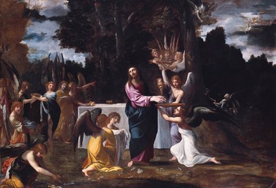 Christ in the Wilderness, Served by Angels, ca 1608 by Lodovico Carracci