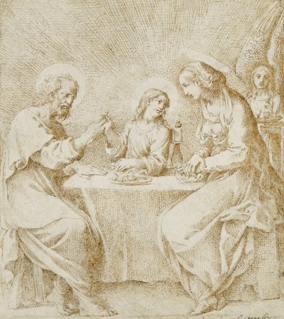 The Infant Christ, the Virgin and Saint Joseph Seated at a Table Attended by an Angel by Lodovico Carracci