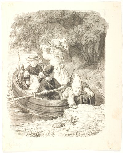 The Four Children in a Boat by Lorenz Frølich