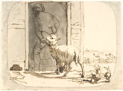 A Lamb is Led into the Stable by Lorenz Frølich