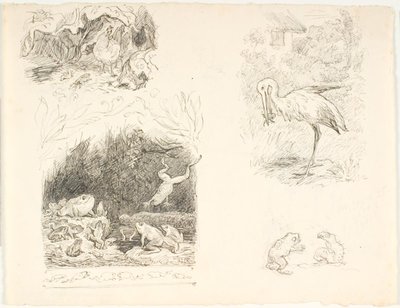 Four Drafts for Illustrations for The Toad, H.C. Andersen