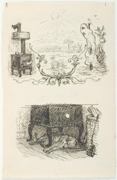 Two Drafts for Illustrations to The Snowman by Lorenz Frølich