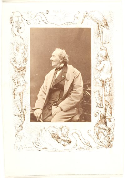 Border Drawing on a Photograph of H.C. Andersen by Lorenz Frølich