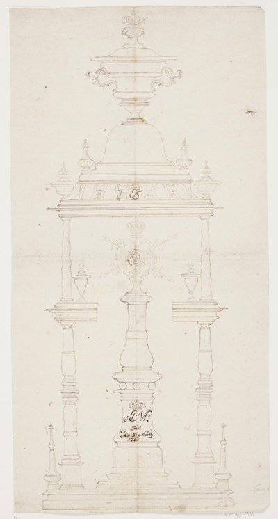 Draft for a Turned Stand with Queen Juliane Marie