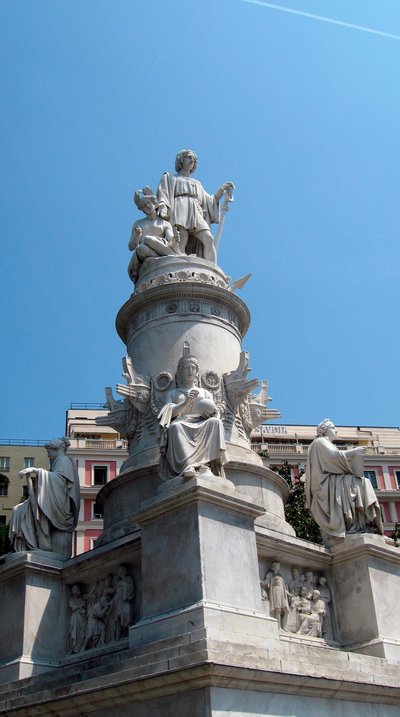Monument in tribute to the navigator Christopher Columbus. Marble sculpture by Lorenzo Bartolini (1777-1850). Piazza Acquaverde Genoa, Italy by Lorenzo Bartolini