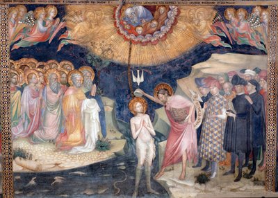 Saint John the Baptist Baptizing Jesus with the Holy Trinity by Lorenzo Salimbeni