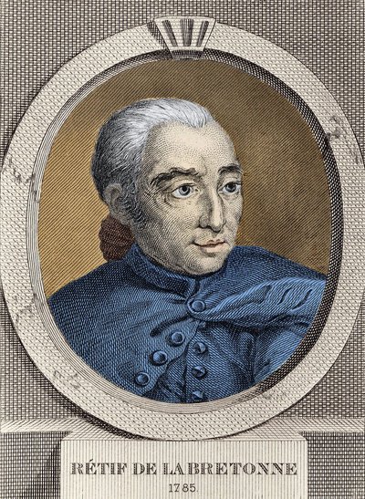 Portrait of Restif de La Bretonne (1734-1806) - by Binet, engraving by Louis (after) Binet
