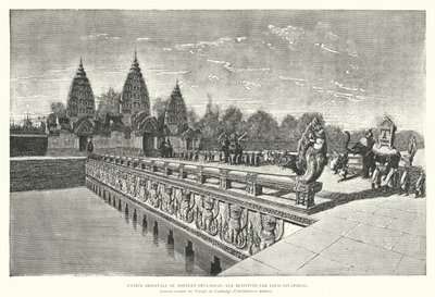 Eastern entrance to the Khmer temple of Preah Khan, Angkor, Cambodia by Louis (after) Delaporte