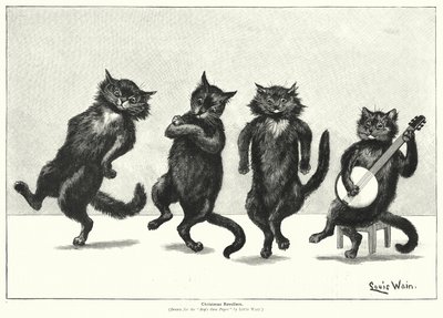 Cats dancing by Louis (after) Wain