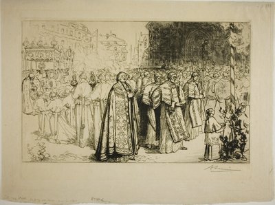 Re-entry of the Procession into Nantes Cathedral by Louis Auguste Lepère