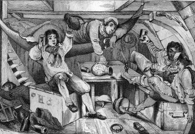 I was drunk and in a night of debauchery I drowned all my repentants... engraving after M. de Sainson