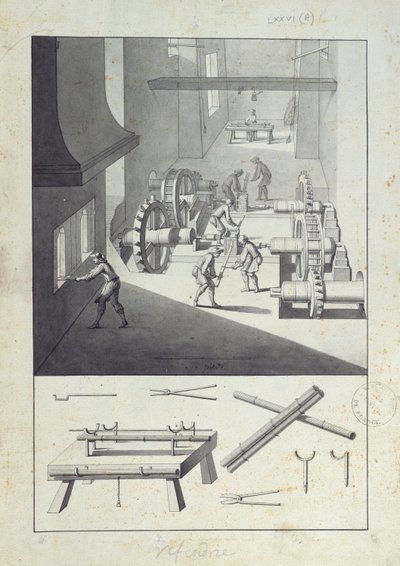 Manufacture of cannons, drawing for the 