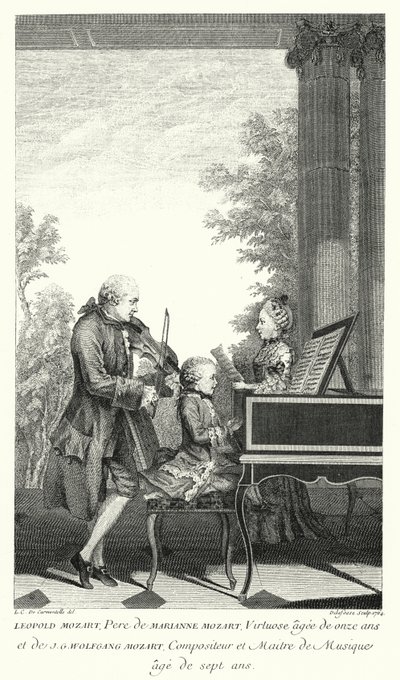 Leopold Mozart playing music with his daughter Marianne and son Wolfgang (engraving) by Louis Carrogis (after) Carmontelle