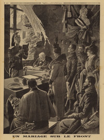 A marriage at the front, Hauteville, Arras, France, World War I by Louis Charles (after) Bombled