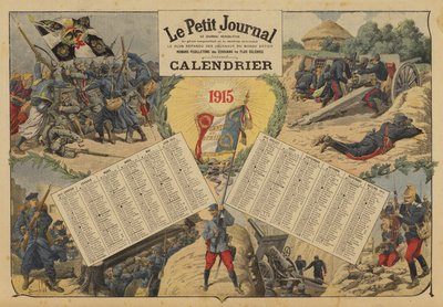 Calendar for 1915, with World War I battlefield scenes by Louis Charles (after) Bombled