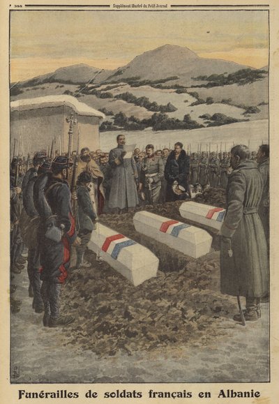 Funeral of French soldiers who died in Albania during the retreat from Serbia, World War I by Louis Charles (after) Bombled