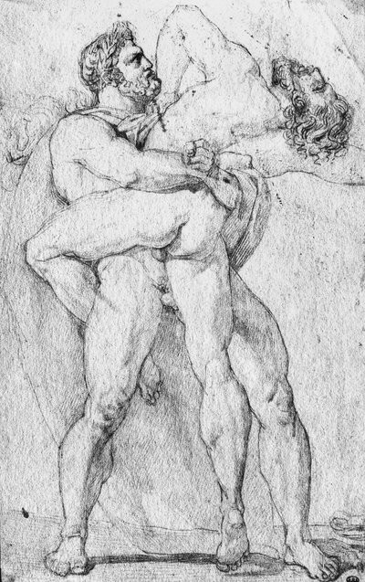 Hercules Strangling Antaeus by Louis Charles Auguste Couder