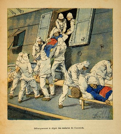 The War in Madagascar: Debarkment to Algiers in 1895 of the Sick Troops of the Hospital Ship the Shamrock from Madagascar by Louis Charles Bombled