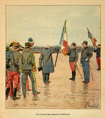 The War in Madagascar: Distribution of Flags in Sathonay to the Troops Departing for Madagascar in 1895 by Louis Charles Bombled