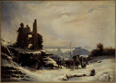 The Return from the Market (Snow Effect on Paris), circa 1830 by Louis Claude Mallebranche