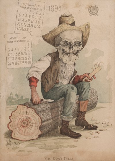 Carving a piece of wood, illustration for Antikamnia Calendar by Louis Crucius or Crusuius