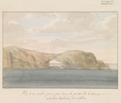 View of Rock with Hole on Small Island Cumina near Gozo (Voyage en Italie, en Sicile et à Malte - 1778) by Louis Ducros