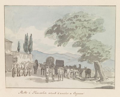 Stop in Francolisi before arrival in Capua (Voyage in Italy, Sicily, and Malta - 1778) by Louis Ducros