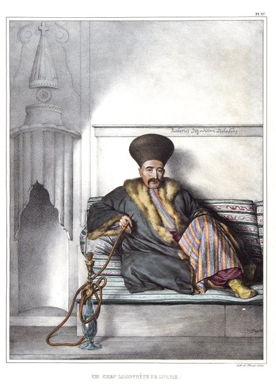 A Greek Logothete of Livadie. in Journey to Athenes and Constantinople, or Collection of Greek and Ottoman Portraits, Views and Costumes, Painted on Places After Nature, Lithographs and Colories by Louis Dupre (1825) by Louis Dupré