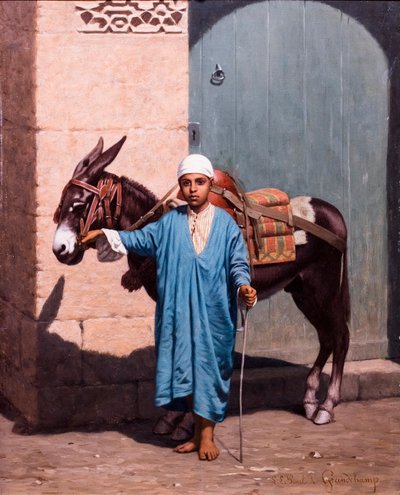 Child and Donkey by Louis Emile Pinel de Grandchamp