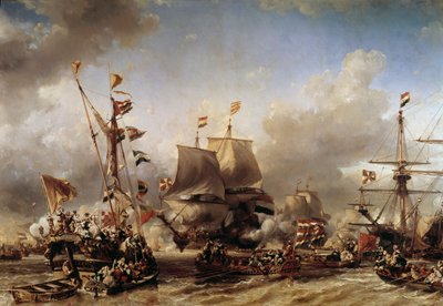 Embarkment of Dutch Admiral Michel Adrien Ruyter and William de Witt for the Battle of Texel by Louis Eugene Gabriel Isabey