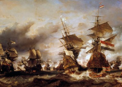 Battle of the Texel on 29/06/1694, victory of Jean Bart over the Dutch squadron of the Admiral of Friesland by Louis Eugene Gabriel Isabey