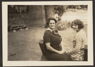 Florence and Friend in Backyard by Louis Fleckenstein