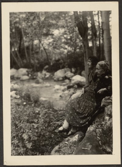 Florence and Mrs. Fleckenstein by Forest Stream by Louis Fleckenstein