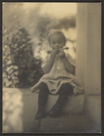 Little Girl on Front Steps by Louis Fleckenstein