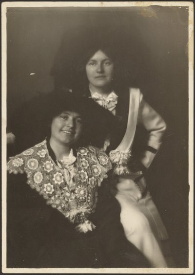 Portrait of Two Women in Ornate Outfits by Louis Fleckenstein