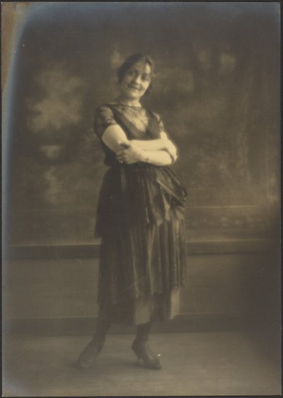 Portrait of a Woman Standing Before Tapestry by Louis Fleckenstein