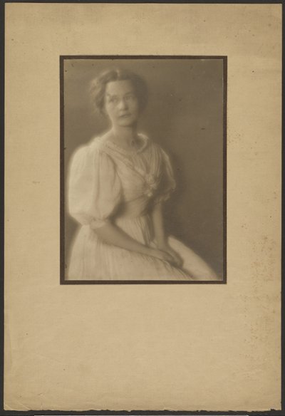 Portrait of a Woman in Dress with Silk Roses by Louis Fleckenstein