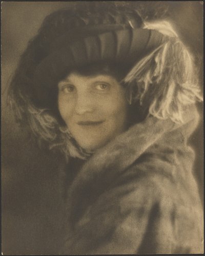 Portrait of a Woman in Hat with Feathers by Louis Fleckenstein