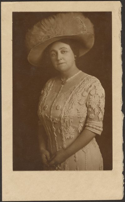 Portrait of a Woman with Elaborate Tulle Hat by Louis Fleckenstein