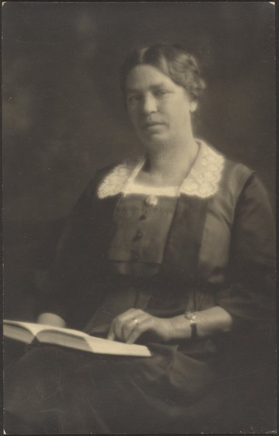 [Portrait of a Woman with Open Book] by Louis Fleckenstein