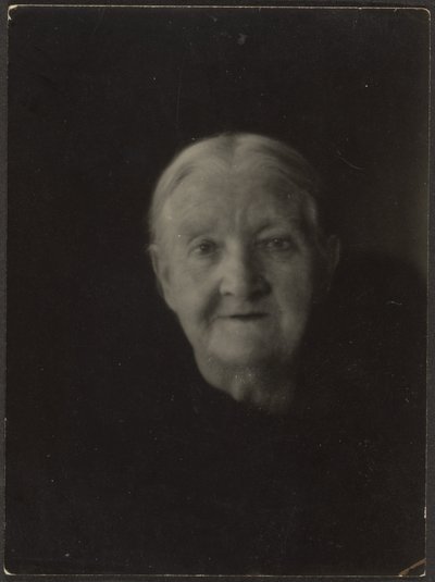 Portrait of an Old Woman in Dark Setting by Louis Fleckenstein