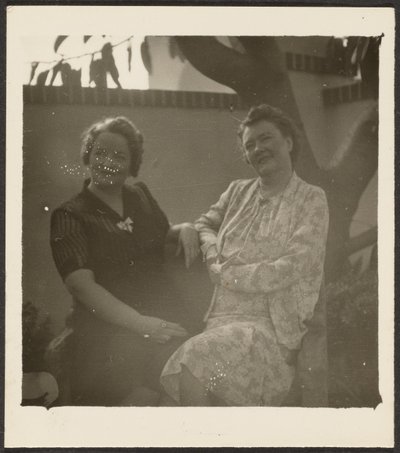Two Women in Garden by Louis Fleckenstein
